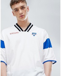 Мужская белая футболка с v-образным вырезом с принтом от ASOS DESIGN