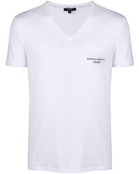 Мужская белая футболка с v-образным вырезом с принтом от Balmain