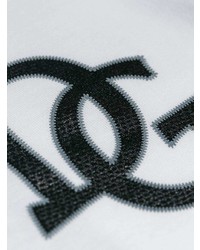 Мужская белая футболка с v-образным вырезом с принтом от Dolce & Gabbana