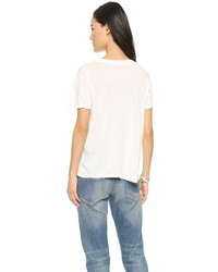 Женская белая футболка с v-образным вырезом с принтом от Sol Angeles