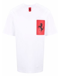Мужская белая футболка с v-образным вырезом с принтом от Ferrari