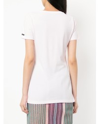 Женская белая футболка с v-образным вырезом с принтом от Loveless
