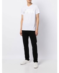 Мужская белая футболка с v-образным вырезом с принтом от Armani Exchange