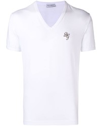 Мужская белая футболка с v-образным вырезом с принтом от Dolce & Gabbana Underwear