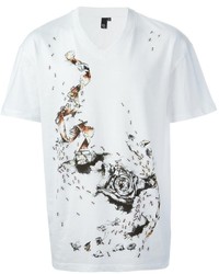 Мужская белая футболка с v-образным вырезом с принтом от McQ by Alexander McQueen