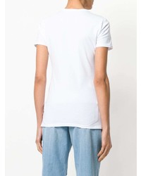 Женская белая футболка с v-образным вырезом с принтом от Versace Jeans