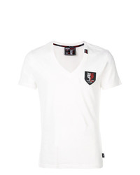 Мужская белая футболка с v-образным вырезом с принтом от Plein Sport