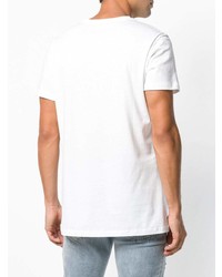Мужская белая футболка с v-образным вырезом с принтом от Balmain
