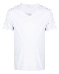 Белая футболка с v-образным вырезом с цветочным принтом