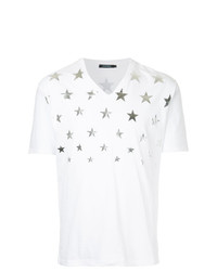 Мужская белая футболка с v-образным вырезом со звездами от GUILD PRIME
