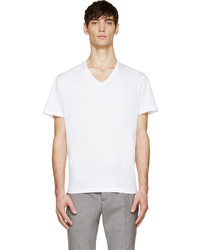 Мужская белая футболка с v-образным вырезом от Acne Studios