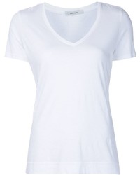 Женская белая футболка с v-образным вырезом от ADAM by Adam Lippes