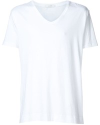 Мужская белая футболка с v-образным вырезом от ADAM by Adam Lippes