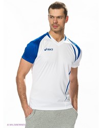 Мужская белая футболка с v-образным вырезом от Asics