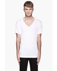 Мужская белая футболка с v-образным вырезом от BLK DNM
