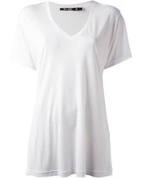 Женская белая футболка с v-образным вырезом от BLK DNM