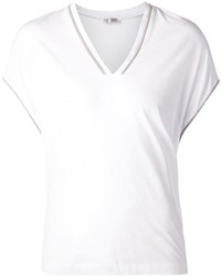 Женская белая футболка с v-образным вырезом от Brunello Cucinelli