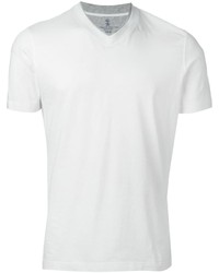 Мужская белая футболка с v-образным вырезом от Brunello Cucinelli