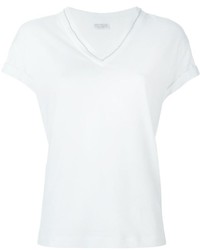 Женская белая футболка с v-образным вырезом от Brunello Cucinelli
