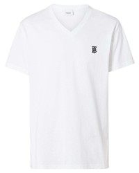 Мужская белая футболка с v-образным вырезом от Burberry