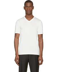 Мужская белая футболка с v-образным вырезом от Burberry
