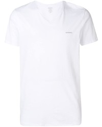 Мужская белая футболка с v-образным вырезом от Diesel