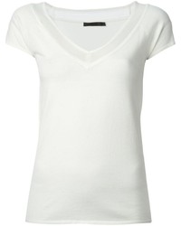 Женская белая футболка с v-образным вырезом от Donna Karan