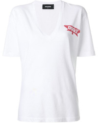 Женская белая футболка с v-образным вырезом от Dsquared2