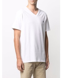Мужская белая футболка с v-образным вырезом от Polo Ralph Lauren