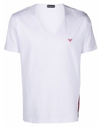 Мужская белая футболка с v-образным вырезом от Emporio Armani