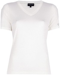 Женская белая футболка с v-образным вырезом от Giorgio Armani