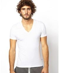 Мужская белая футболка с v-образным вырезом от Hom
