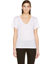 Женская белая футболка с v-образным вырезом от J Brand
