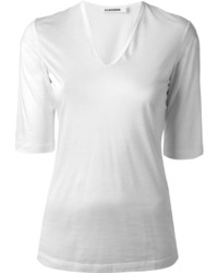 Женская белая футболка с v-образным вырезом от Jil Sander