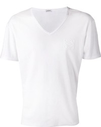 Мужская белая футболка с v-образным вырезом от Loewe