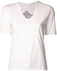 Женская белая футболка с v-образным вырезом от Lucien Pellat-Finet