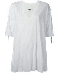 Женская белая футболка с v-образным вырезом от MM6 MAISON MARGIELA