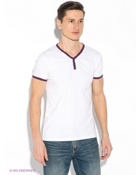 Мужская белая футболка с v-образным вырезом от Oodji