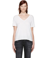 Женская белая футболка с v-образным вырезом от R 13