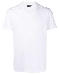 Мужская белая футболка с v-образным вырезом от Tom Ford