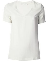 Женская белая футболка с v-образным вырезом