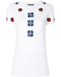 Женская белая футболка с вышивкой от Dolce & Gabbana