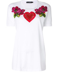 Женская белая футболка с вышивкой от Dolce & Gabbana