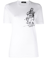 Женская белая футболка с вышивкой от Dsquared2