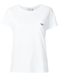 Женская белая футболка с вышивкой от MAISON KITSUNE