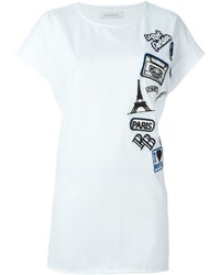 Женская белая футболка с вышивкой от PIERRE BALMAIN