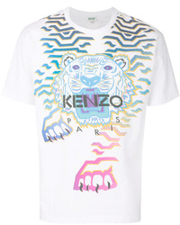 Мужская белая футболка с геометрическим рисунком от Kenzo