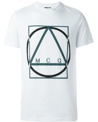 Мужская белая футболка с геометрическим рисунком от McQ by Alexander McQueen