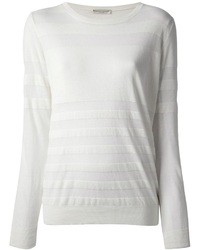 Женская белая футболка с длинным рукавом в горизонтальную полоску от Roberto Collina