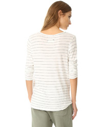 Женская белая футболка с длинным рукавом в горизонтальную полоску от Current/Elliott